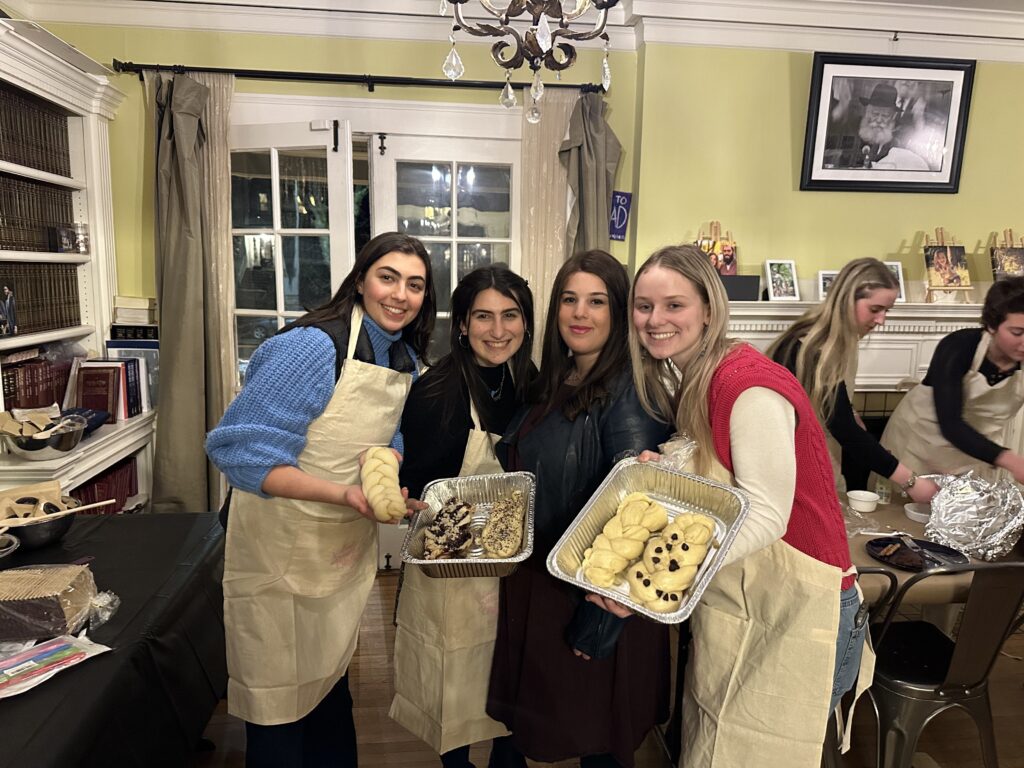 Students baking challah at Chabad UW