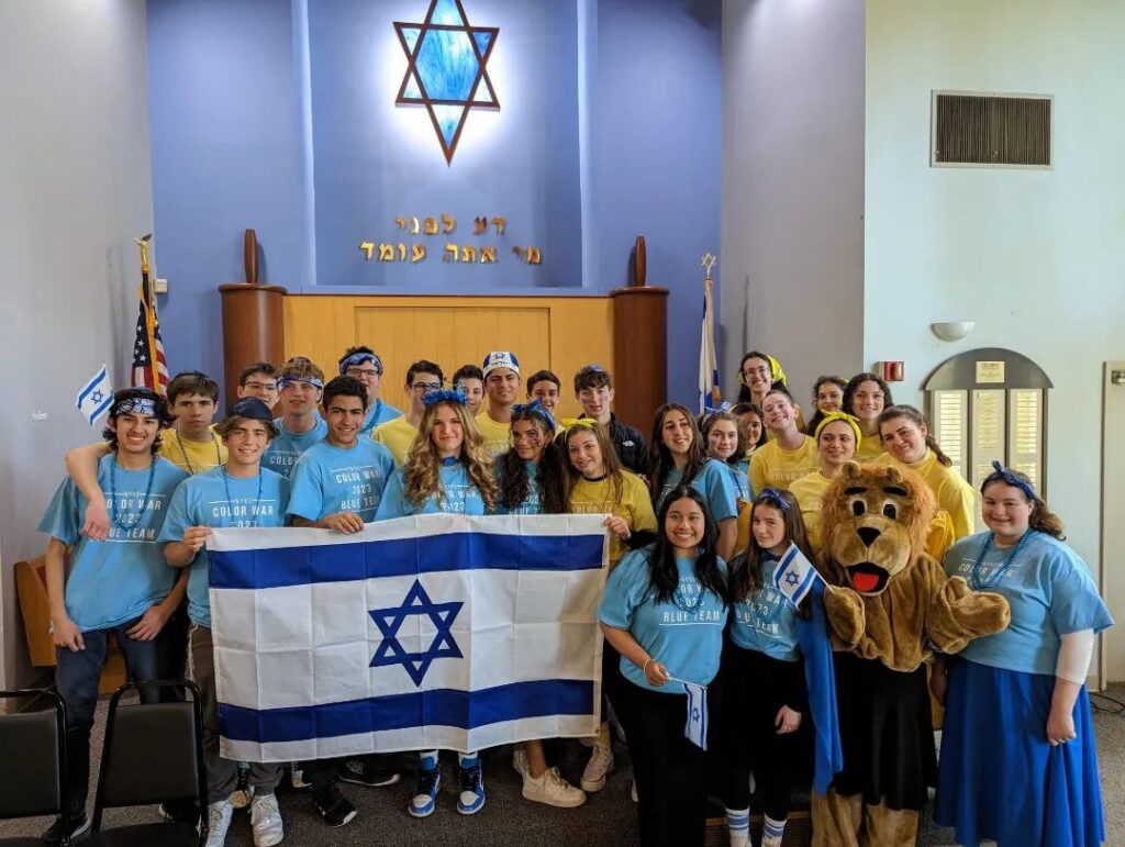 Group of High School Students with Israeli Flag