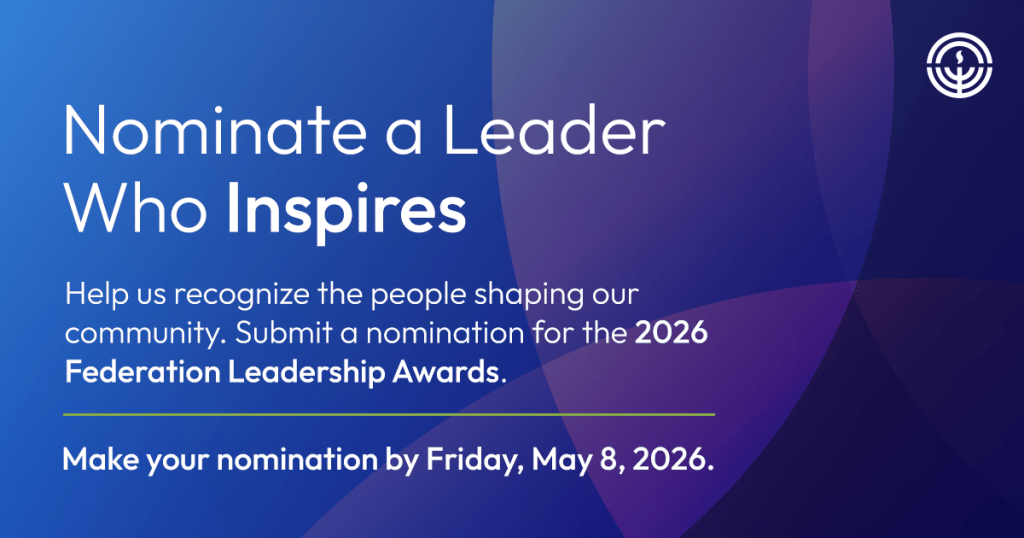 Banner inviting nominations: Nominate a Leader Who Inspires — submit a nomination for the 2026 Federation Leadership Awards; due May 8, 2026.