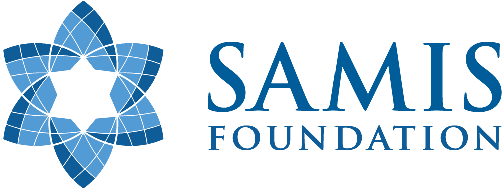 Logo for SAMIS Foundation: blue geometric flower/star mark to the left of the words 'SAMIS FOUNDATION' in blue.