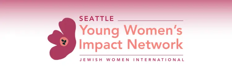 Seattle Young Women's Impact Network logo with a pink flower motif on the left and 'Seattle Young Women's Impact Network' text, plus 'Jewish Women International' subtitle.