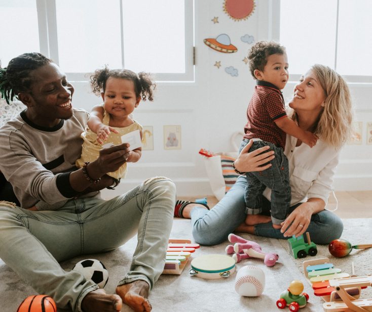 Diverse children enjoying playing with toys